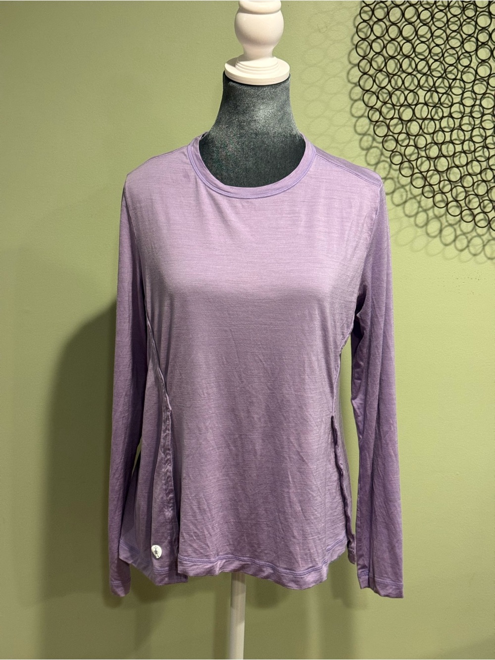 Smartwool Active Long Sleeve Crew Top Womens L Lavender Purple Merino Blend